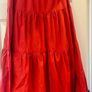burnt  orange tiered maxi skirt